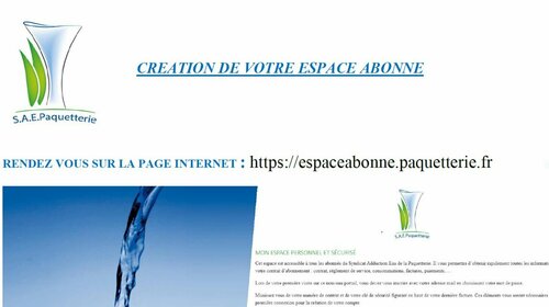 Mise en place du portail abonnes de la Paquetterie  : Gestion des compteurs d'eau