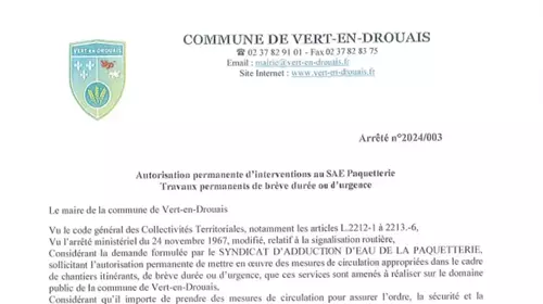 Arrêté n°2024/003 Autorisation permanente d'interventions au SAE Paquetterie 