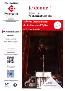 Restauration du tableau de reniement de St-Pierre de l'église de Vert-en-Drouais 